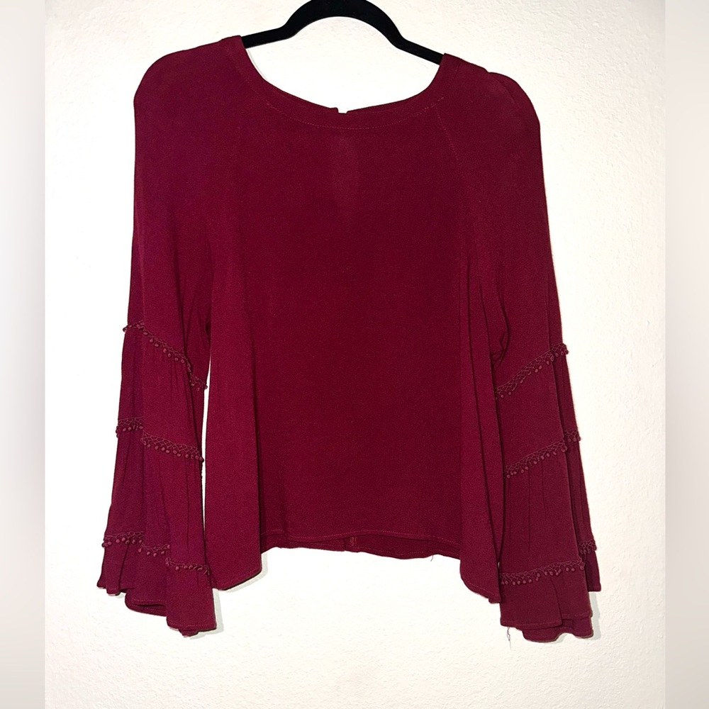 Altar’d State Women’s Long Sleeve Blouse Magenta